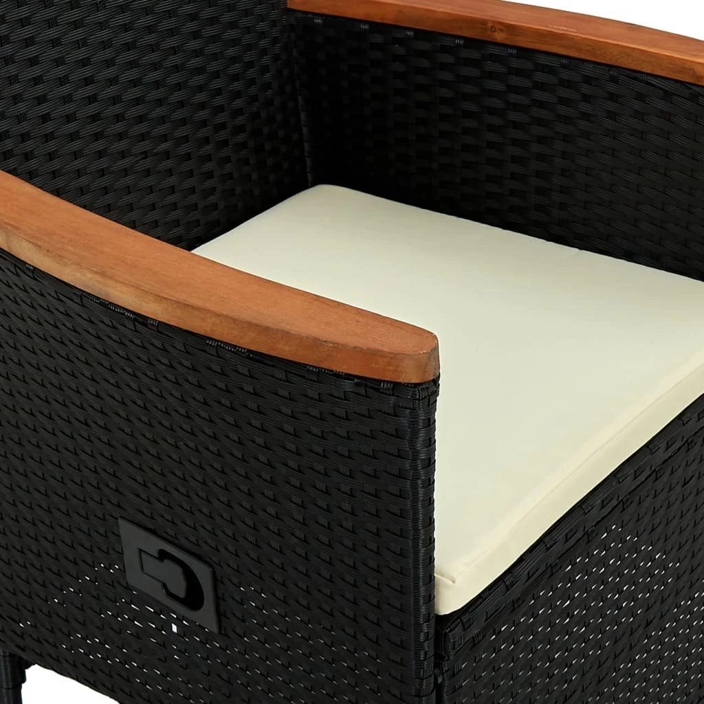 Set Comedor De Jardín 7 Piezas Ratán Sintético Y Madera Negro VidaXL 8 Set Comedor De Jardín 7 Piezas Ratán Sintético Y Madera Negro VidaXL - Imagen 6