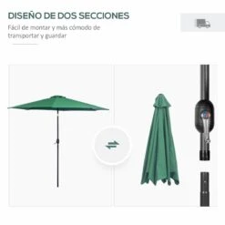 Outsunny Sombrilla De Jardín Ø295x250 Cm Con Manivela Parasol Exterior Con Mecanismo De Inclinación Y Poste Desmontable De Metal Para Terraza Piscina Patio Verde 16 Outsunny Sombrilla De Jardín Ø295x250 Cm Con Manivela Parasol Exterior Con Mecanismo De Inclinación Y Poste Desmontable De Metal Para Terraza Piscina Patio Verde -OUTSUNNY TIENDA 5cfcc73baf90aeef0ec863e5cb56fa9ee7456662 5693e2dcfc2e41c882438d124bcf7b6d