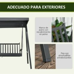 Outsunny Columpio De Jardín De 3 Plazas Silla Balancín Con Toldo Inclinable Cojín Extraíble Y Marco De Acero Para Terraza Piscina Patio Carga 360 Kg 210x128x184 Cm Gris Oscuro 16 Outsunny Columpio De Jardín De 3 Plazas Silla Balancín Con Toldo Inclinable Cojín Extraíble Y Marco De Acero Para Terraza Piscina Patio Carga 360 Kg 210x128x184 Cm Gris Oscuro -OUTSUNNY TIENDA 5e98792447f286fd5b469e7248b794c4a0709b24 b59c6720d9ed4430af3fbb164c54421f