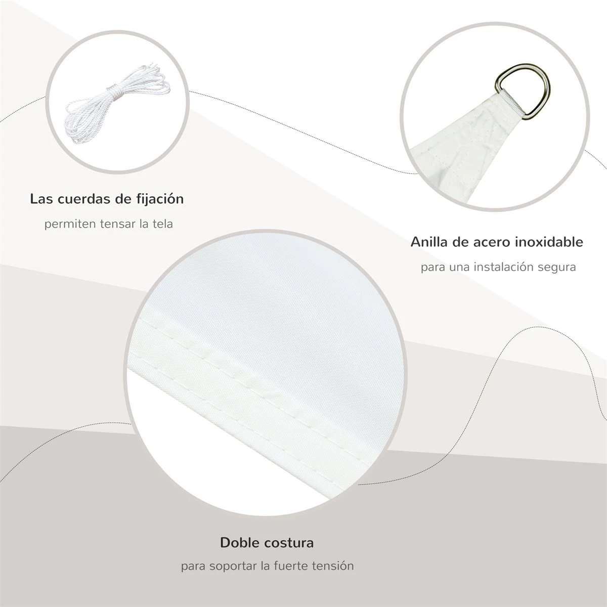 Outsunny Toldo Vela Color Crema Sombrilla Parasol Triangulo Tela De Poliéster Jardin Playa Camping Sombra (varios Colores Y Medidas), Medida 3x3x3 Metros, Color Crema 6 Outsunny Toldo Vela Color Crema Sombrilla Parasol Triangulo Tela De Poliéster Jardin Playa Camping Sombra (varios Colores Y Medidas), Medida 3x3x3 Metros, Color Crema - Imagen 4