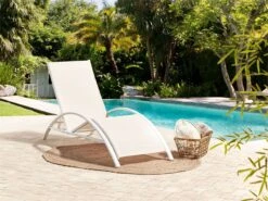 Tumbona De Metal/textil Trenzado Beige/blanco GAETA