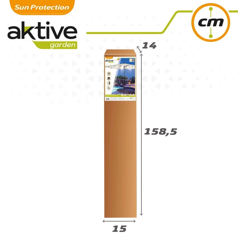 Sombrilla Para Jardín Hexagonal 18 Luces LED Inclinable Aktive 10 Sombrilla Para Jardín Hexagonal 18 Luces LED Inclinable Aktive - Imagen 8