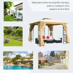 Outsunny Cenador De Jardín 300x300x280 Cm Carpas Para Exterior Grandes Doble Techo Con Mosquitera Y Piquetas Para El Suelo Fácil De Drenar Poliéster Acero Beige 18 Outsunny Cenador De Jardín 300x300x280 Cm Carpas Para Exterior Grandes Doble Techo Con Mosquitera Y Piquetas Para El Suelo Fácil De Drenar Poliéster Acero Beige -OUTSUNNY TIENDA 61d657ff3e3ee8bb89c6167c116faa57d1597452 681abb7a78104f2bab54ce8c192a0292