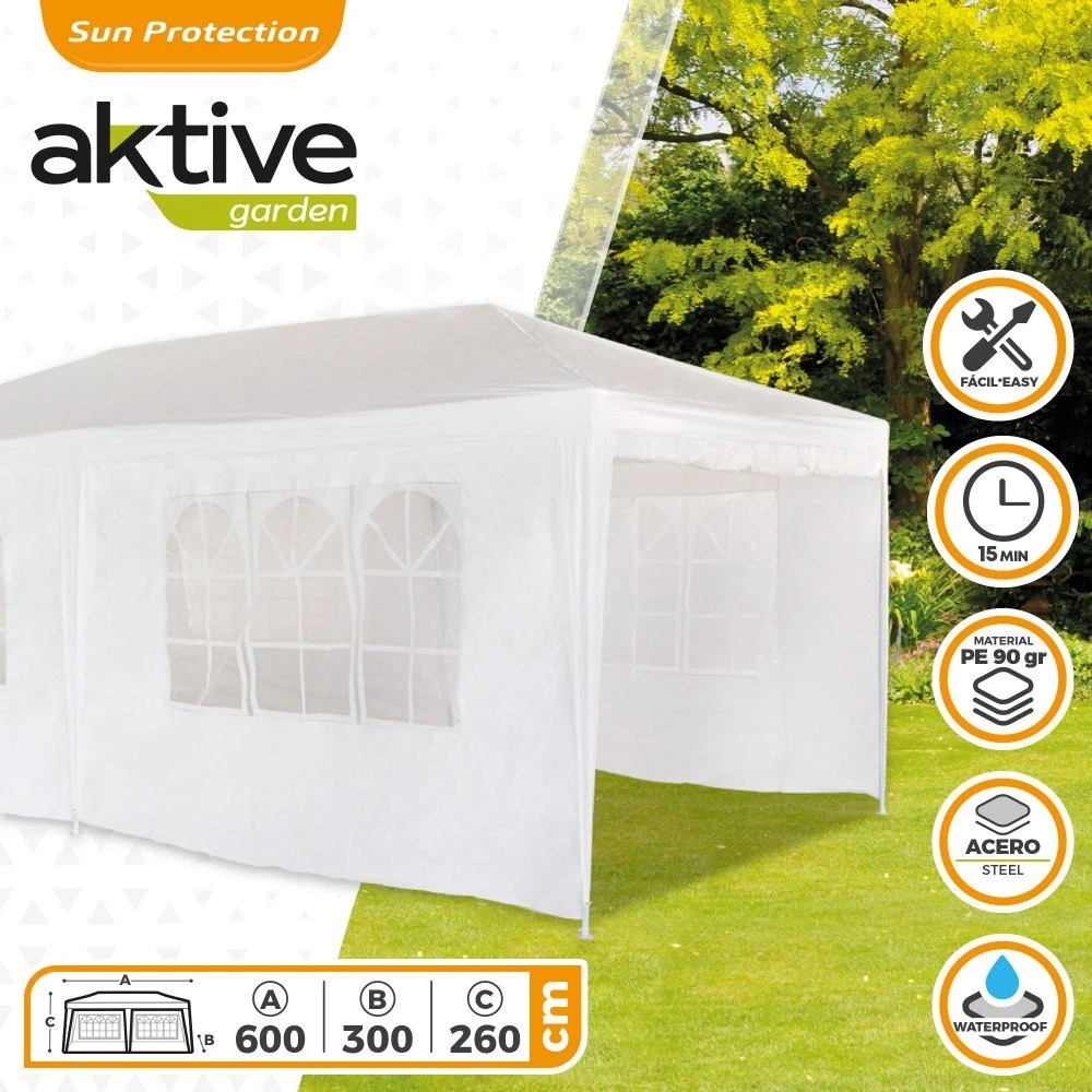 Carpa Plegable Aktive Garden Polietileno Color Blanco 4 Carpa Plegable Aktive Garden Polietileno Color Blanco - Imagen 2