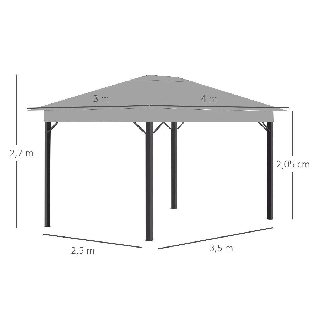 Outsunny Cenador De Jardín 4x3 M Pabellón Con Techo De Ventilación 4 Cortinas Laterales Con Puerta Y 8 Orificio De Drenaje Gazebo De Aluminio Para Exterior Patio Fiestas Gris 5 Outsunny Cenador De Jardín 4x3 M Pabellón Con Techo De Ventilación 4 Cortinas Laterales Con Puerta Y 8 Orificio De Drenaje Gazebo De Aluminio Para Exterior Patio Fiestas Gris - Imagen 3
