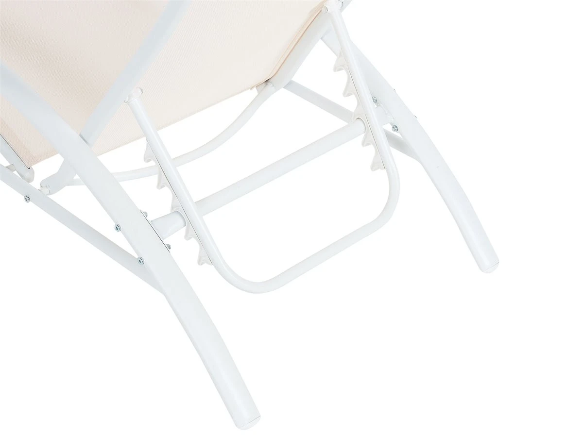 Tumbona De Metal/textil Trenzado Beige/blanco GAETA 10 Tumbona De Metal/textil Trenzado Beige/blanco GAETA - Imagen 8