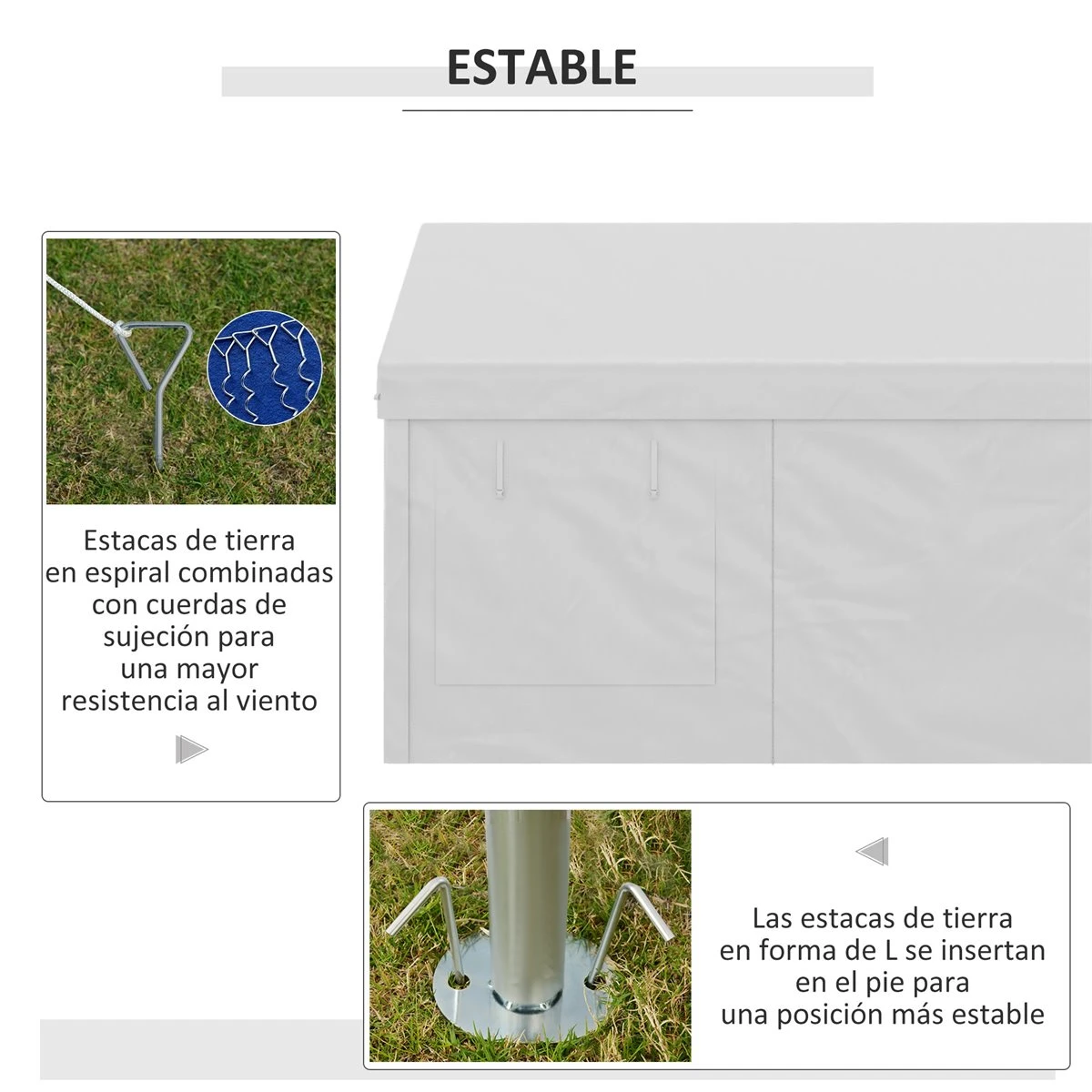 Outsunny Carpa De Jardín 6x3 M Carpa Para Fiestas Cenador De Exterior Con 3 Puertas Extraíbles Ventanas De Malla Enrollables Para Terraza Bodas Eventos Blanco 8 Outsunny Carpa De Jardín 6x3 M Carpa Para Fiestas Cenador De Exterior Con 3 Puertas Extraíbles Ventanas De Malla Enrollables Para Terraza Bodas Eventos Blanco - Imagen 6