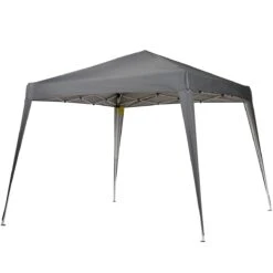 Outsunny Carpa Plegable 2,4x2,4m Cenador De Jardín Diseño Pop Up De Acero Y Cubierta De Tela Oxford Gris