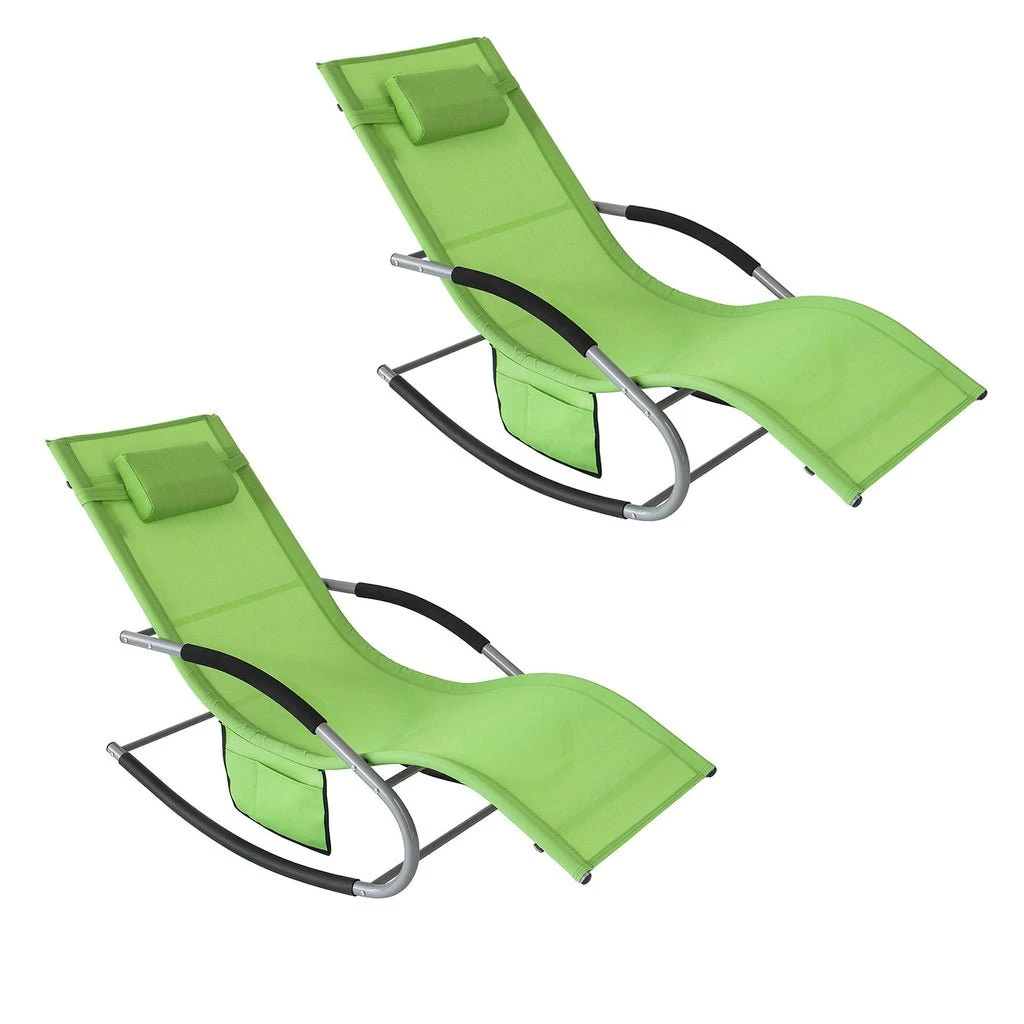 Set De 2 Tumbonas, Mecedora Con Almohada Y Bolsillo Lateral, Estructura De Hierro, Malla Transpirable Teslin, Cómodo, Soporta Hasta 150 Kg Verde X 2 OGS28-GRx2 SoBuy 3 Set De 2 Tumbonas, Mecedora Con Almohada Y Bolsillo Lateral, Estructura De Hierro, Malla Transpirable Teslin, Cómodo, Soporta Hasta 150 Kg Verde X 2 OGS28-GRx2 SoBuy