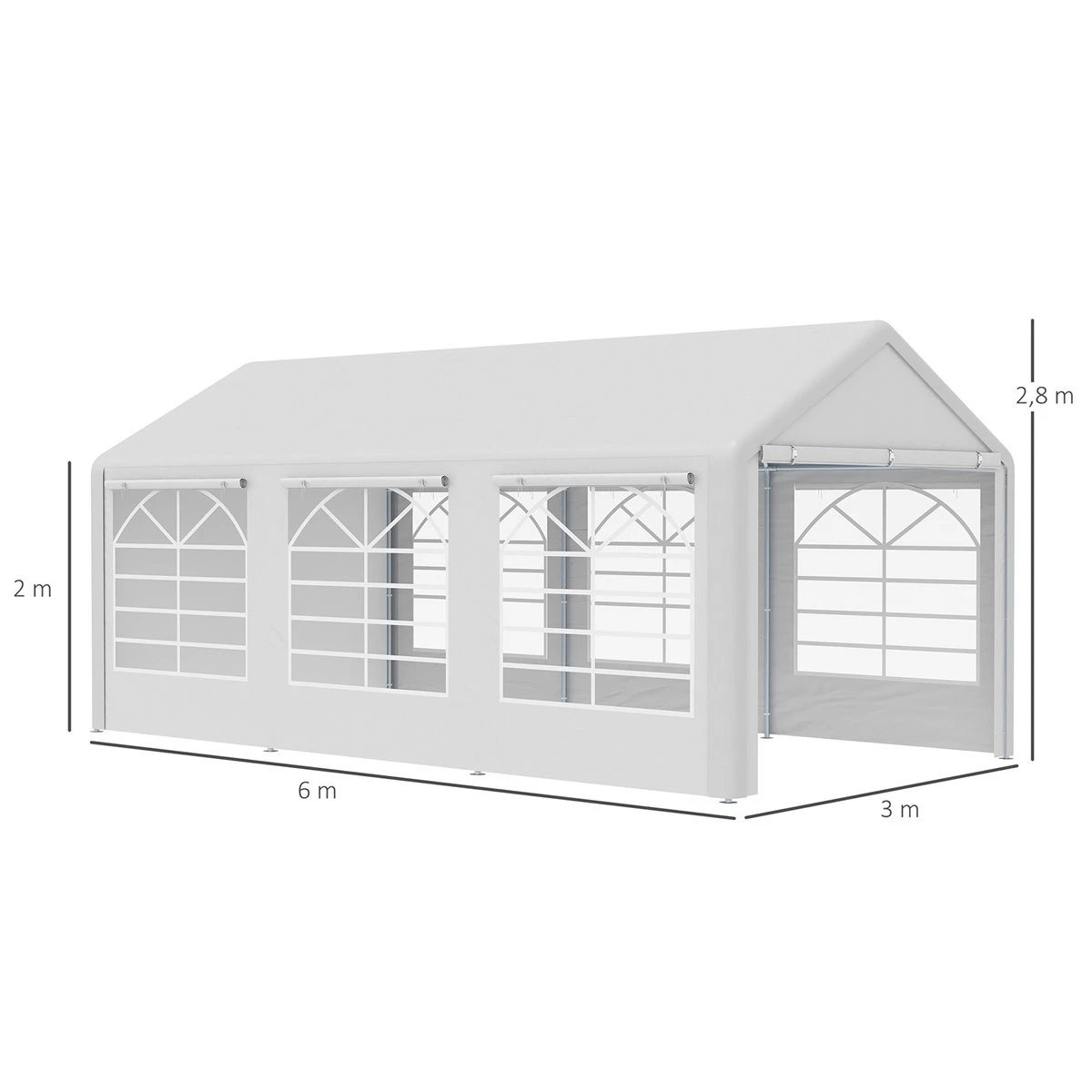 Outsunny Carpa Para Fiestas 6x3 M Cenador Pabellón De Jardín Con 4 Paneles Laterales 2 Puertas Enrollables Y 6 Ventanas Protección UV Para Exterior Eventos Bodas Blanco 5 Outsunny Carpa Para Fiestas 6x3 M Cenador Pabellón De Jardín Con 4 Paneles Laterales 2 Puertas Enrollables Y 6 Ventanas Protección UV Para Exterior Eventos Bodas Blanco - Imagen 3