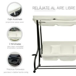 Outsunny Columpio Balancín Jardín 3 Plazas Convertible En Cama Techo Parasol Regulable Bandeja Para Bebida Terrza Balcón Exterior Carga Máx. 340kg Acero 200x120x164cm Beige 17 Outsunny Columpio Balancín Jardín 3 Plazas Convertible En Cama Techo Parasol Regulable Bandeja Para Bebida Terrza Balcón Exterior Carga Máx. 340kg Acero 200x120x164cm Beige -OUTSUNNY TIENDA 6500befecdbf2c3421d828ac8a91eec467704f8b 1582e355fa664048b28520f730032d67