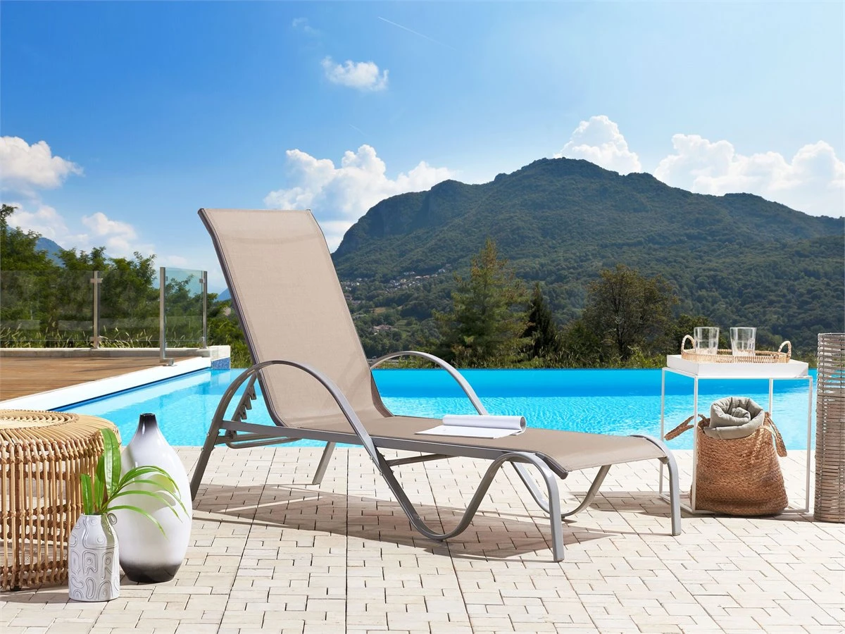 Tumbona Reclinable De Metal Marrón Claro PROCIDA 3 Tumbona Reclinable De Metal Marrón Claro PROCIDA