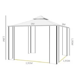 Outsunny Cenador De Jardín 300x300x280 Cm Carpas Para Exterior Grandes Doble Techo Con Mosquitera Y Piquetas Para El Suelo Fácil De Drenar Poliéster Acero Blanco -OUTSUNNY TIENDA 65d464c691d79fb40eb8956722c43b9e0cb14bfe 28be9b26d418480bbbf6b621e694f4bc
