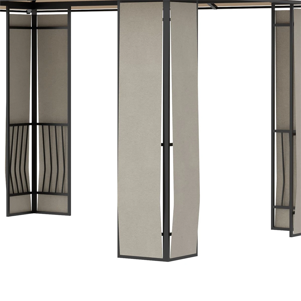 Outsunny Cenador De Jardín 3,6x3 M Pabellón Para Exterior Con Techo De Policarbonato Y Estructura De Acero Aluminio Protección Solar Para Fiestas Eventos Marrón 10 Outsunny Cenador De Jardín 3,6x3 M Pabellón Para Exterior Con Techo De Policarbonato Y Estructura De Acero Aluminio Protección Solar Para Fiestas Eventos Marrón - Imagen 8