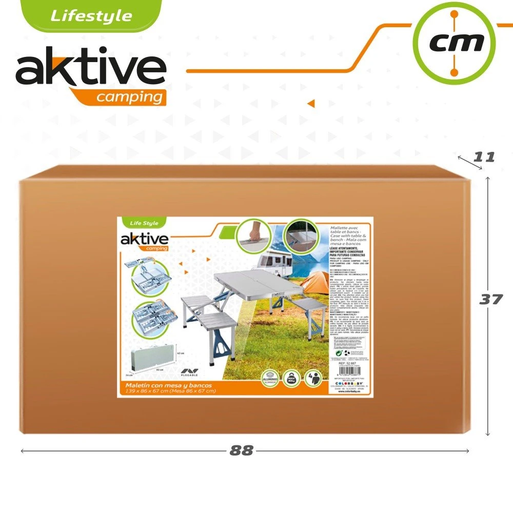 Mesa Plegable De Camping Con Bancos Aktive 9 Mesa Plegable De Camping Con Bancos Aktive - Imagen 8