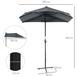 Outsunny Sombrilla De Pared De Jardín 200x190x240 Cm Parasol Con Manivela Poste De Acero Y Base Cruzada Protección Solar Para Terraza Balcón Exterior Gris 13 Outsunny Sombrilla De Pared De Jardín 200x190x240 Cm Parasol Con Manivela Poste De Acero Y Base Cruzada Protección Solar Para Terraza Balcón Exterior Gris -OUTSUNNY TIENDA 672f3689039beb95879516168bb20b869e64b583 7add66334d9448b69734d1d12c8d9b7c