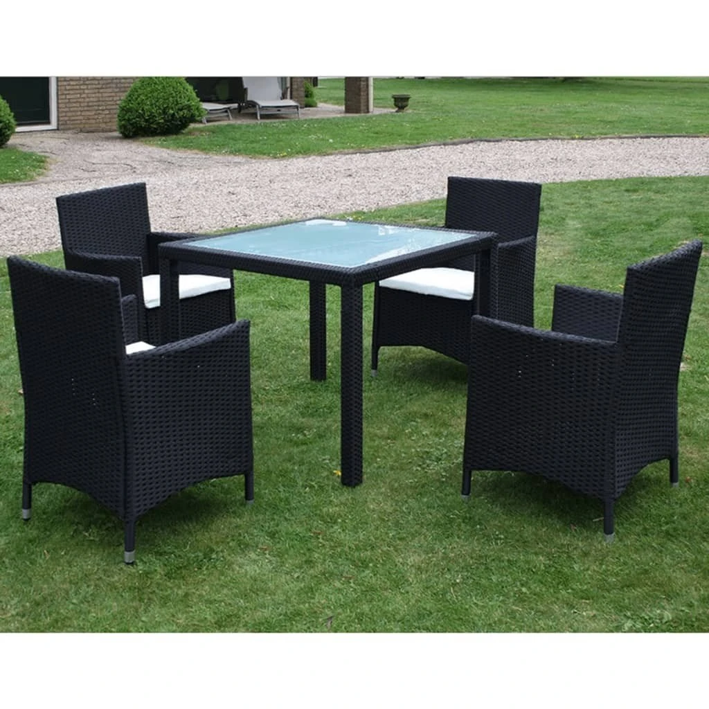 Set Comedor De Jardín 5 Piezas Y Cojines Ratán Sintético Negro VidaXL 3 Set Comedor De Jardín 5 Piezas Y Cojines Ratán Sintético Negro VidaXL
