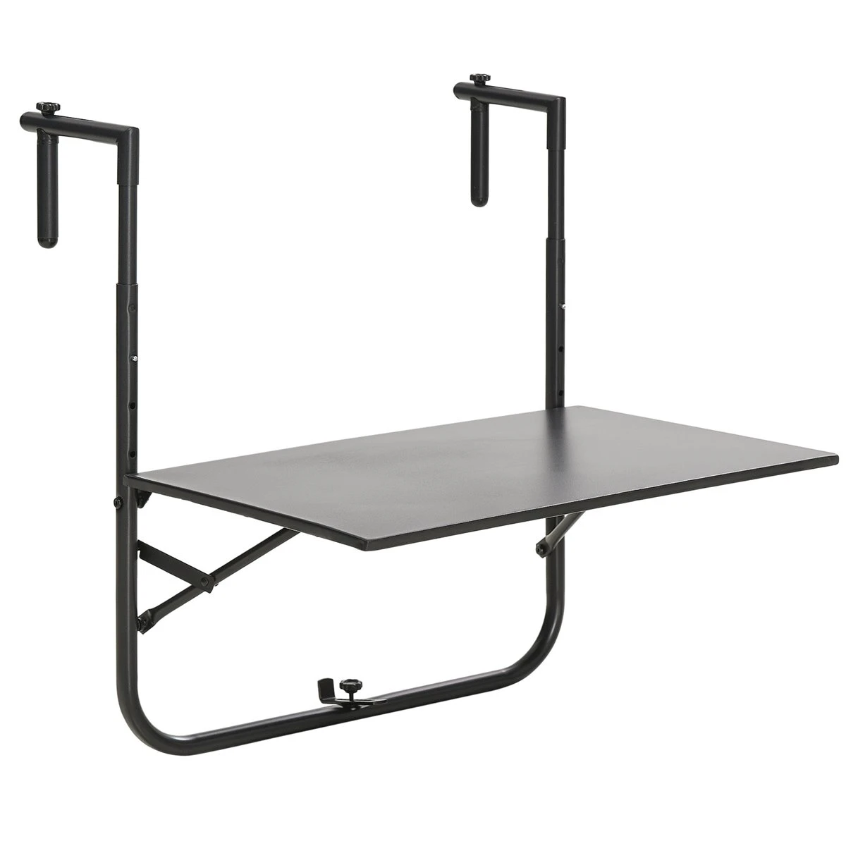 Outsunny Mesa Colgante Para Balcón Mesa De Pared De Acero Con Altura Ajustable En 4 Posiciones Carga Máx. 15 Kg Para Terraza Jardín 60x60,5x56-71 Cm Negro 3 Outsunny Mesa Colgante Para Balcón Mesa De Pared De Acero Con Altura Ajustable En 4 Posiciones Carga Máx. 15 Kg Para Terraza Jardín 60x60,5x56-71 Cm Negro