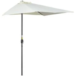 Outsunny Sombrilla Semicircular 230x130x245 Cm Parasol Para Pared De Jardín Con Manivela Y Mástil De Metal De Ø38 Mm Terraza Balcón Beige