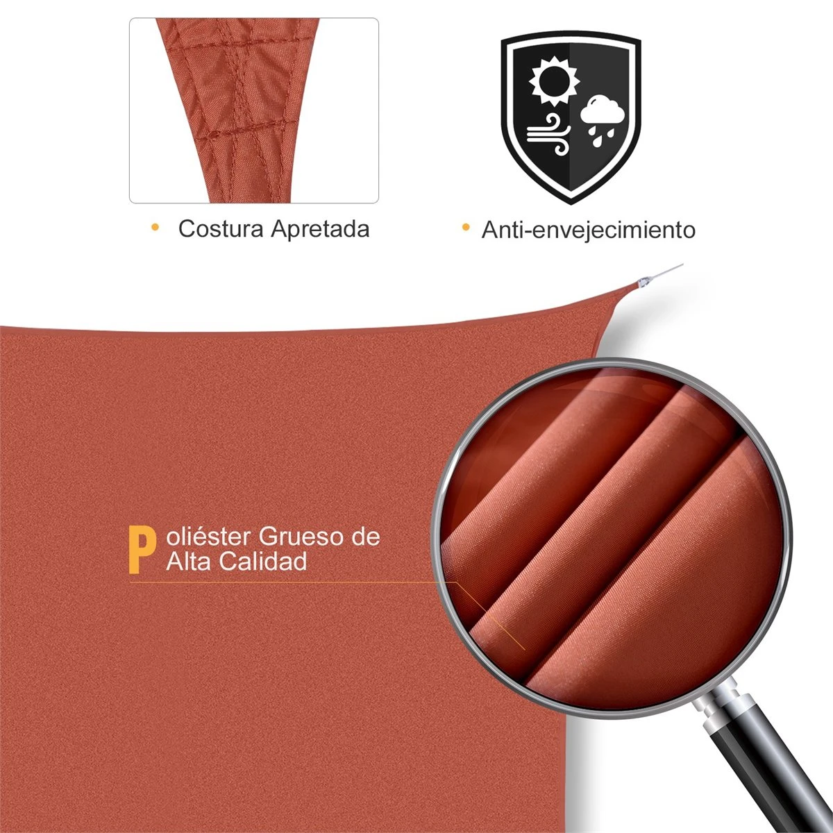 Outsunny Toldo Vela Color Naranja Sombrilla Parasol Triangulo Tela De Poliéster 160g/㎡ Jardin Playa Camping Sombra (varios Colores Y Medidas), Medida 3x3x3 Metros, Color Naranja 8 Outsunny Toldo Vela Color Naranja Sombrilla Parasol Triangulo Tela De Poliéster 160g/㎡ Jardin Playa Camping Sombra (varios Colores Y Medidas), Medida 3x3x3 Metros, Color Naranja - Imagen 6