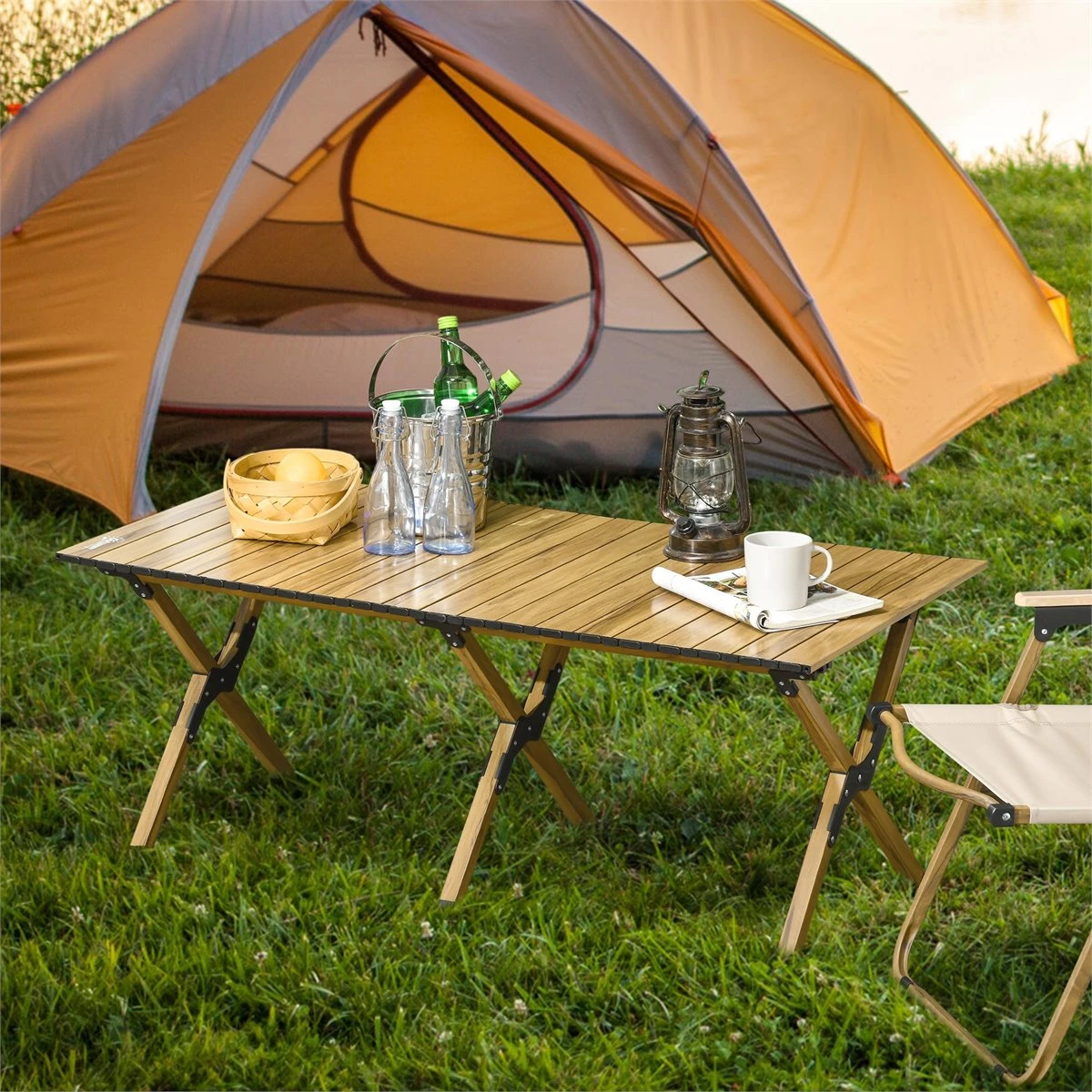 Outsunny Mesa De Camping Plegable De Aluminio 116x60x45 Cm Mesa De Picnic Portátil Con Bolsa De Trasporte Carga 30 Kg Para Jardín Terraza Exterior Natural 4 Outsunny Mesa De Camping Plegable De Aluminio 116x60x45 Cm Mesa De Picnic Portátil Con Bolsa De Trasporte Carga 30 Kg Para Jardín Terraza Exterior Natural - Imagen 2