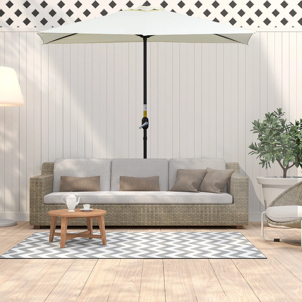 Outsunny Sombrilla Semicircular 230x130x245 Cm Parasol Para Pared De Jardín Con Manivela Y Mástil De Metal De Ø38 Mm Terraza Balcón Beige 4 Outsunny Sombrilla Semicircular 230x130x245 Cm Parasol Para Pared De Jardín Con Manivela Y Mástil De Metal De Ø38 Mm Terraza Balcón Beige - Imagen 2