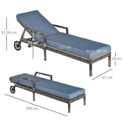 Outsunny Conjunto De 2 Tumbonas De Ratán De Jardín Con Cojines Acolchados Respaldo Ajustable En 5 Posiciones 2 Ruedas Y Tela Extraíble Lavable 67x196x51 Cm Gris -OUTSUNNY TIENDA 6ad7e536f174ffcd6e6fc40d7d6af4d17e746de1 089b4261dbd34780a36b32e798068549