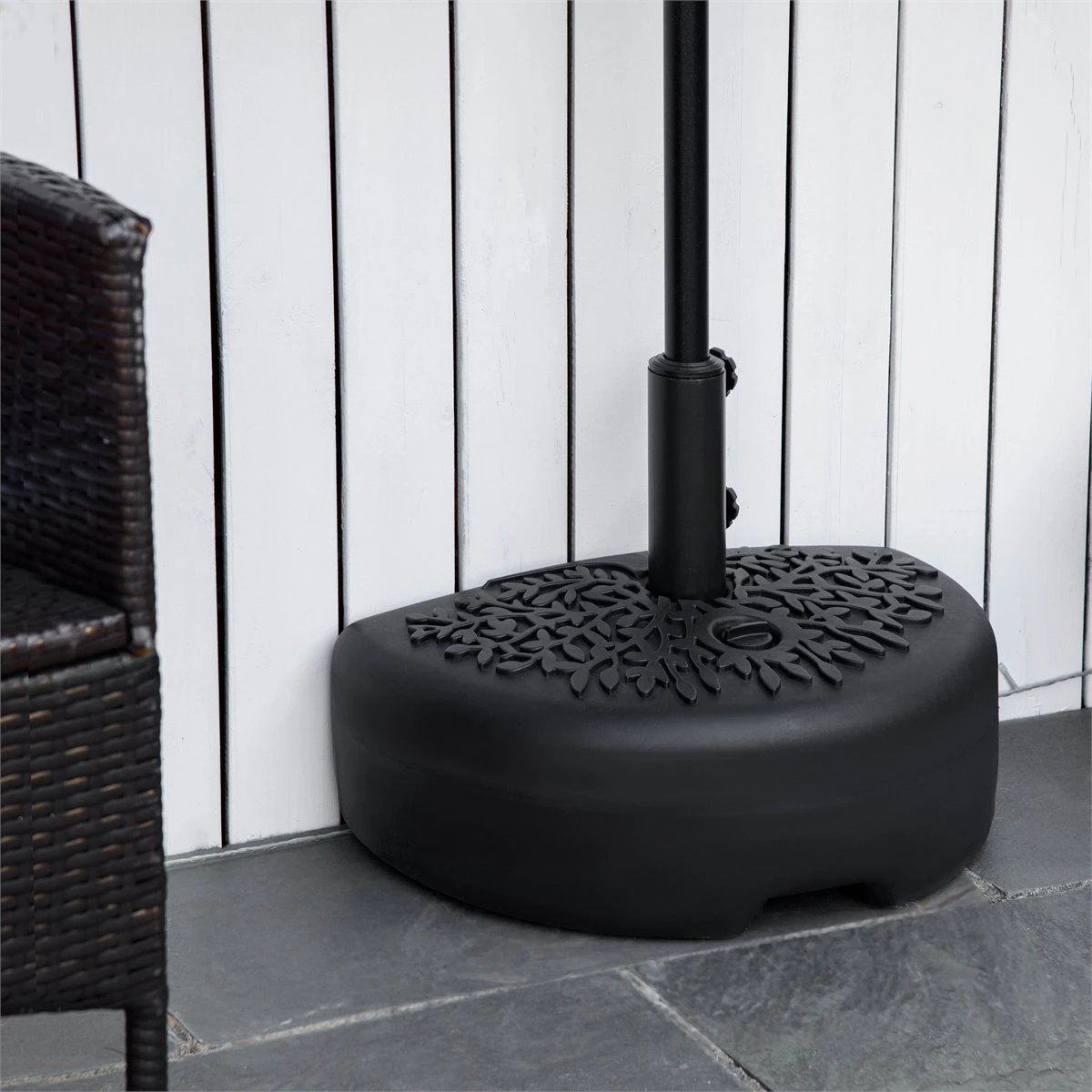 Outsunny Base De Pared Para Sombrilla Ø38/48 Mm Soporte Semicircular De Parasol Rellenable De Arena 21 Kg O Agua 18 Kg Para Jardín Patio Terraza Exterior 50x31x18 Cm Negro 4 Outsunny Base De Pared Para Sombrilla Ø38/48 Mm Soporte Semicircular De Parasol Rellenable De Arena 21 Kg O Agua 18 Kg Para Jardín Patio Terraza Exterior 50x31x18 Cm Negro - Imagen 2