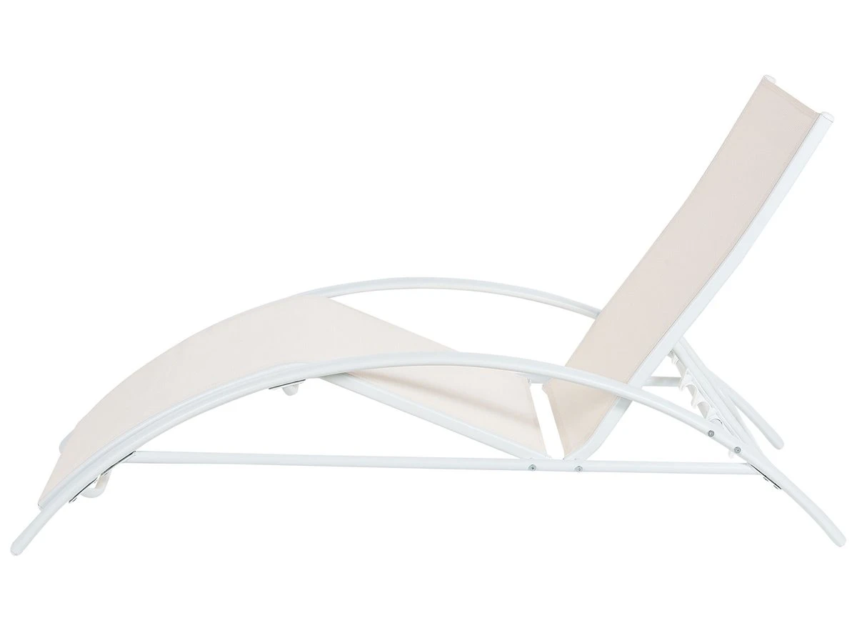 Tumbona De Metal/textil Trenzado Beige/blanco GAETA 8 Tumbona De Metal/textil Trenzado Beige/blanco GAETA - Imagen 6