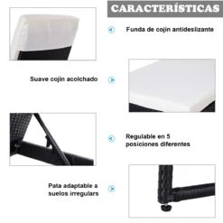 Outsunny Conjunto De 2 Tumbonas De Jardín Con Cojines Acolchados Ratán Con Mesa Auxiliar Para Piscina O Terraza Carga 160 Kg 195x60x86 Cm Acero Negro -OUTSUNNY TIENDA 6bb2b0b7d65a5c157d26210d9dc02120e94acebf 1501e539d79b4540a665f81a86dc1b8c