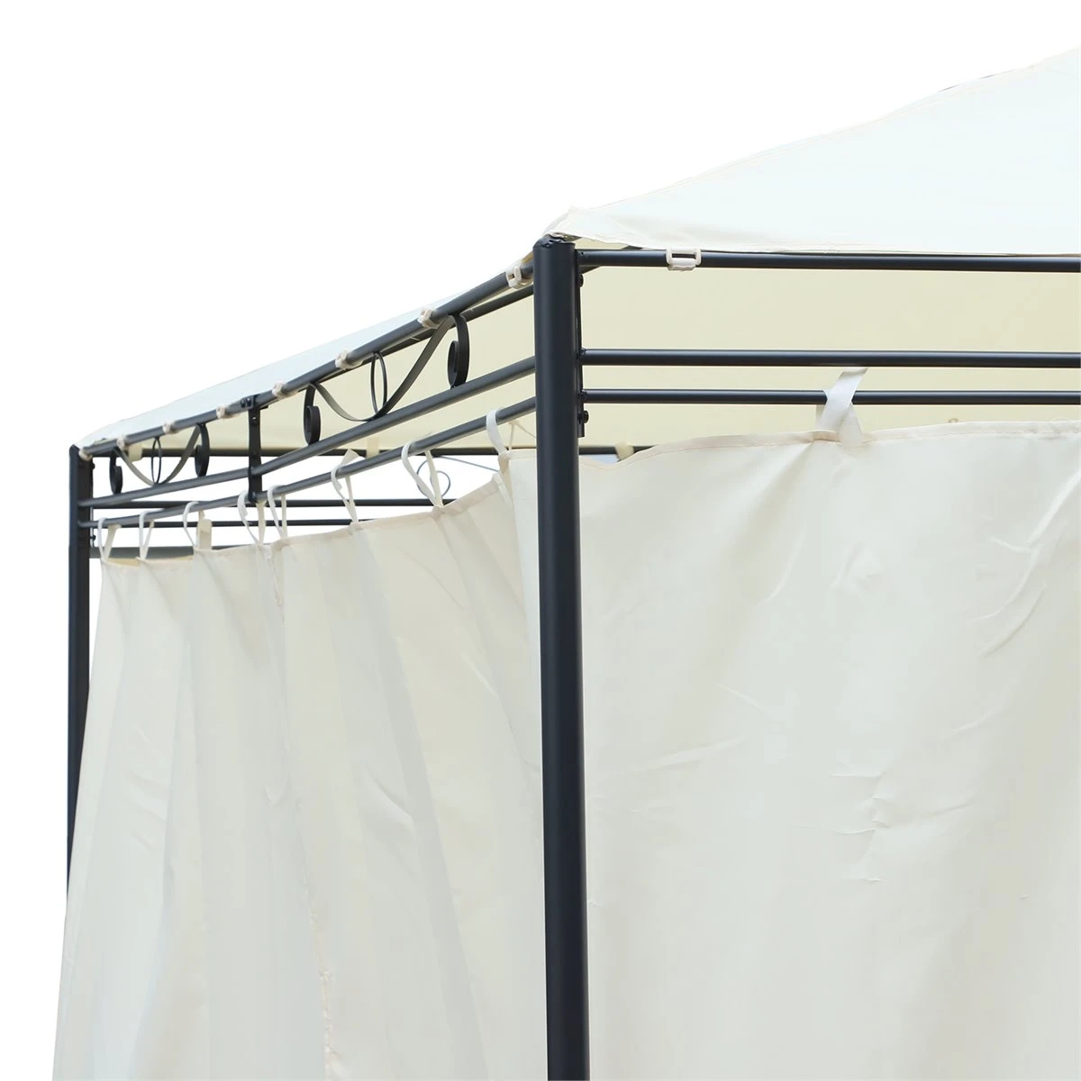 Outsunny Cenador De Jardín 4x3 M Pabellón Con 4 Paredes Laterales Y Techo Con 12 Orificios De Drenaje Marco De Metal Para Reunión Familiar Fiestas Bodas Crema 7 Outsunny Cenador De Jardín 4x3 M Pabellón Con 4 Paredes Laterales Y Techo Con 12 Orificios De Drenaje Marco De Metal Para Reunión Familiar Fiestas Bodas Crema - Imagen 5