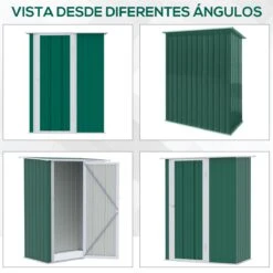 Outsunny Caseta De Jardín 1,07 M² 142x84x189 Cm Cobertizo Exterior De Acero Galvanizado Con Puerta Cerradura Y Orificios De Drenaje Para Almacenamiento De Herramientas Verde -OUTSUNNY TIENDA 6d6ad6ce7af6ae3ad1190b08687351cbcebc85e4 886156d9c53f4149be618bef97197a74