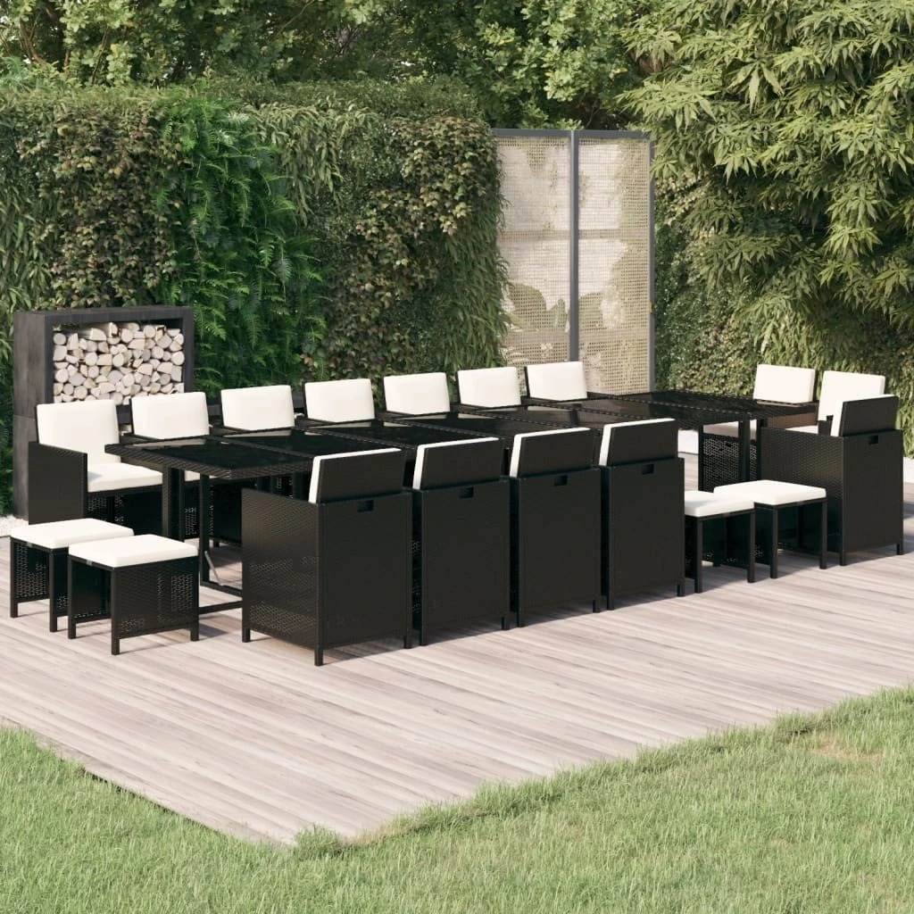 Set Comedor De Jardín 19 Pzas Con Cojines Ratán Sintético Negro VidaXL 5 Set Comedor De Jardín 19 Pzas Con Cojines Ratán Sintético Negro VidaXL - Imagen 3