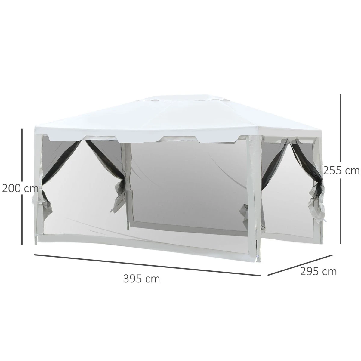 Outsunny Carpa 4x3 M Cenador De Jardín Con Mosquiteras Laterales Doble Techo Y Puertas Con Cremallera Para Exterior Blanco Y Negro 5 Outsunny Carpa 4x3 M Cenador De Jardín Con Mosquiteras Laterales Doble Techo Y Puertas Con Cremallera Para Exterior Blanco Y Negro - Imagen 3