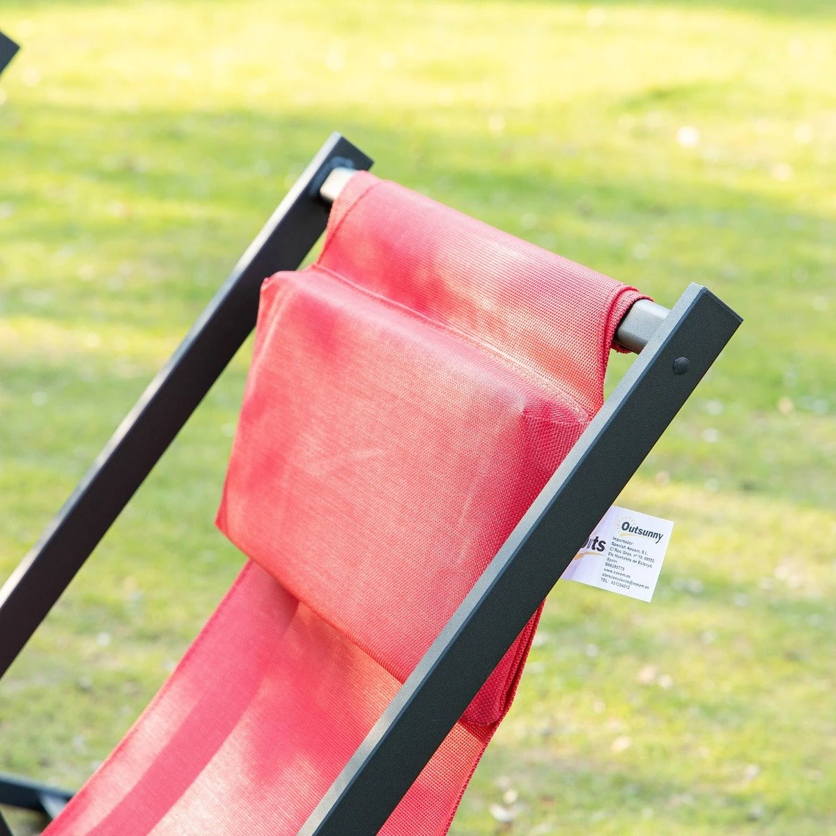Outsunny Conjunto De 2 Tumbonas Plegables Con Respaldo Regulable En 5 Posiciones Y Reposacabezas Acolchado Incorporado 58x96.5x91.5cm Rojo Vino 10 Outsunny Conjunto De 2 Tumbonas Plegables Con Respaldo Regulable En 5 Posiciones Y Reposacabezas Acolchado Incorporado 58x96.5x91.5cm Rojo Vino - Imagen 9