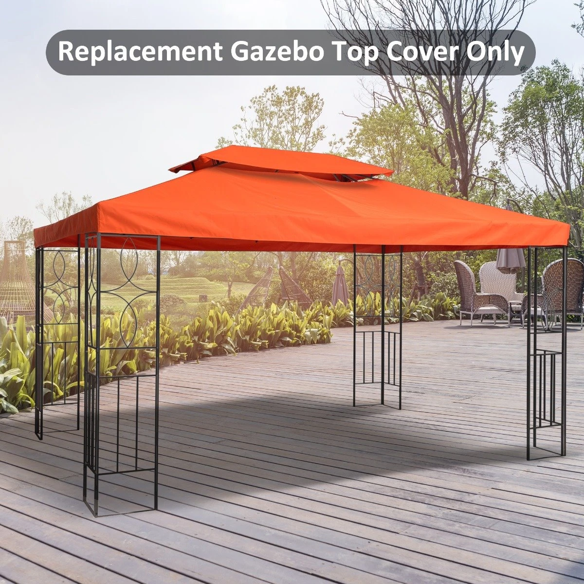 Outsunny Techo De Repuesto 4x3 M Para Cenador De Jardín 2 Niveles Transpirable Con 10 Orificios De Drenaje Cubierta De Repuesto De Gazebo Pabellón Exterior Rojo 3 Outsunny Techo De Repuesto 4x3 M Para Cenador De Jardín 2 Niveles Transpirable Con 10 Orificios De Drenaje Cubierta De Repuesto De Gazebo Pabellón Exterior Rojo - Imagen 2