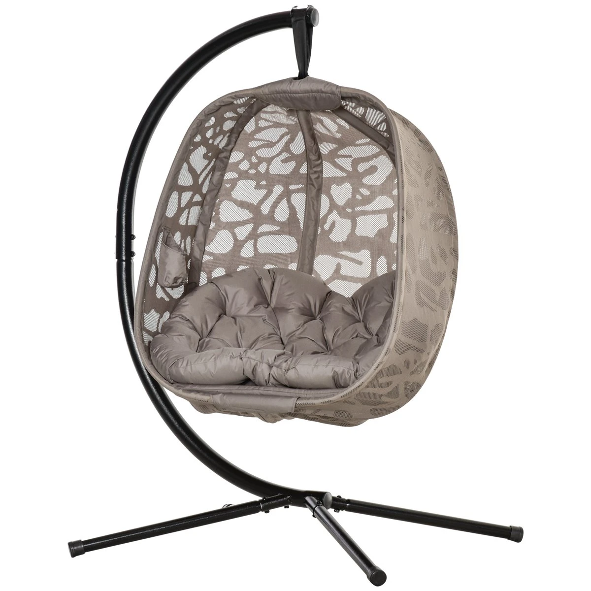 Outsunny Silla Colgante Con Soporte De Acero Sillón Colgante Hamaca Con Cesta Plegable Y Cojines Para Interiores Y Exterior Carga 120 Kg 126x96x172 Cm Marrón 6 Outsunny Silla Colgante Con Soporte De Acero Sillón Colgante Hamaca Con Cesta Plegable Y Cojines Para Interiores Y Exterior Carga 120 Kg 126x96x172 Cm Marrón - Imagen 4