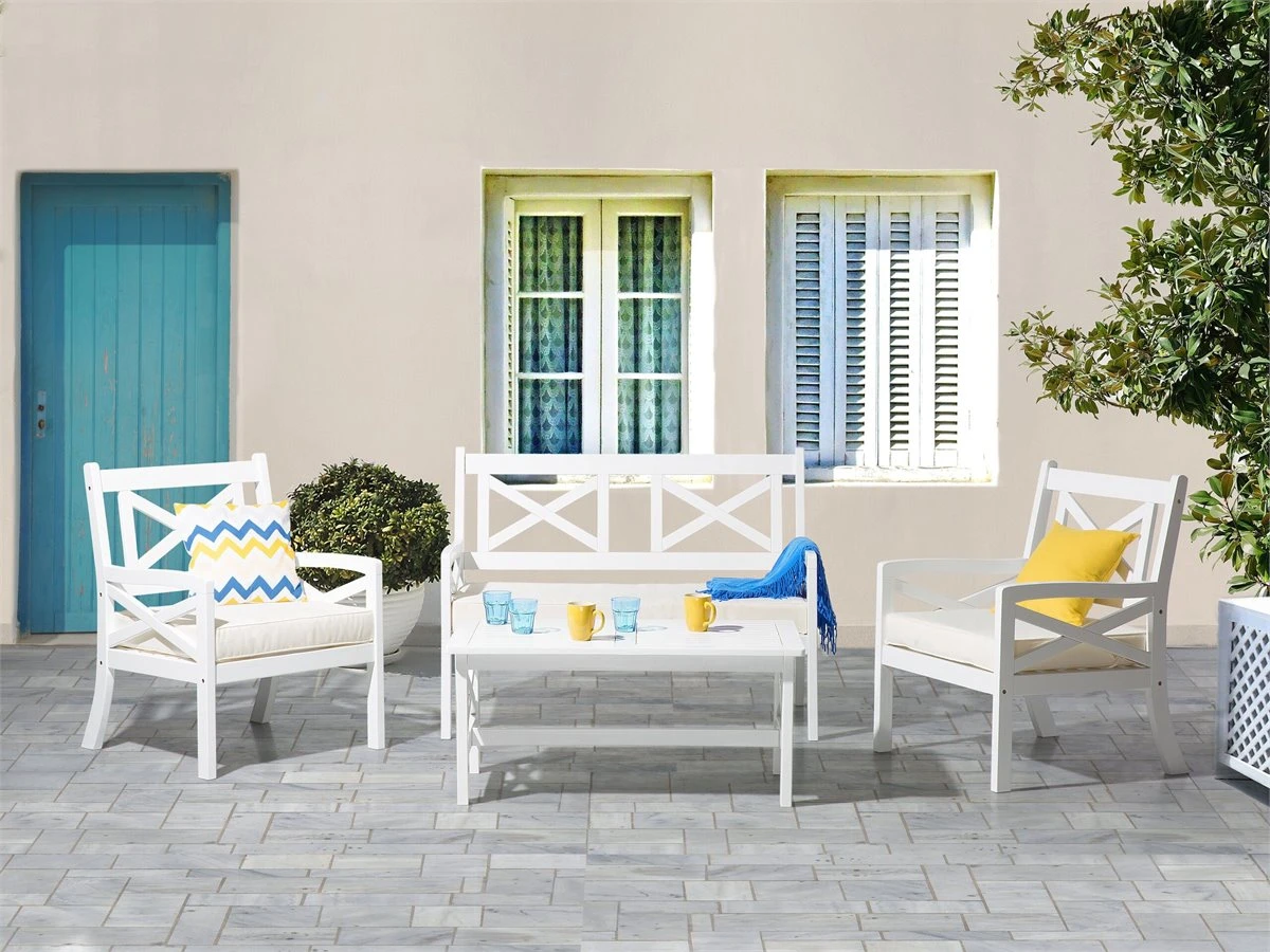 Mesa De Jardín De Madera De Acacia Blanca 100 X 55 Cm BALTIC 6 Mesa De Jardín De Madera De Acacia Blanca 100 X 55 Cm BALTIC - Imagen 4