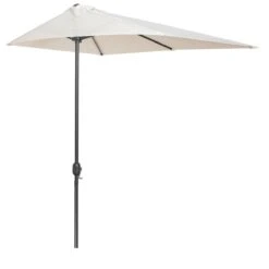 Outsunny Sombrilla Semicircular 230x130x245 Cm Parasol Para Pared De Jardín Con Manivela Y Mástil De Metal De Ø38 Mm Terraza Balcón Crema
