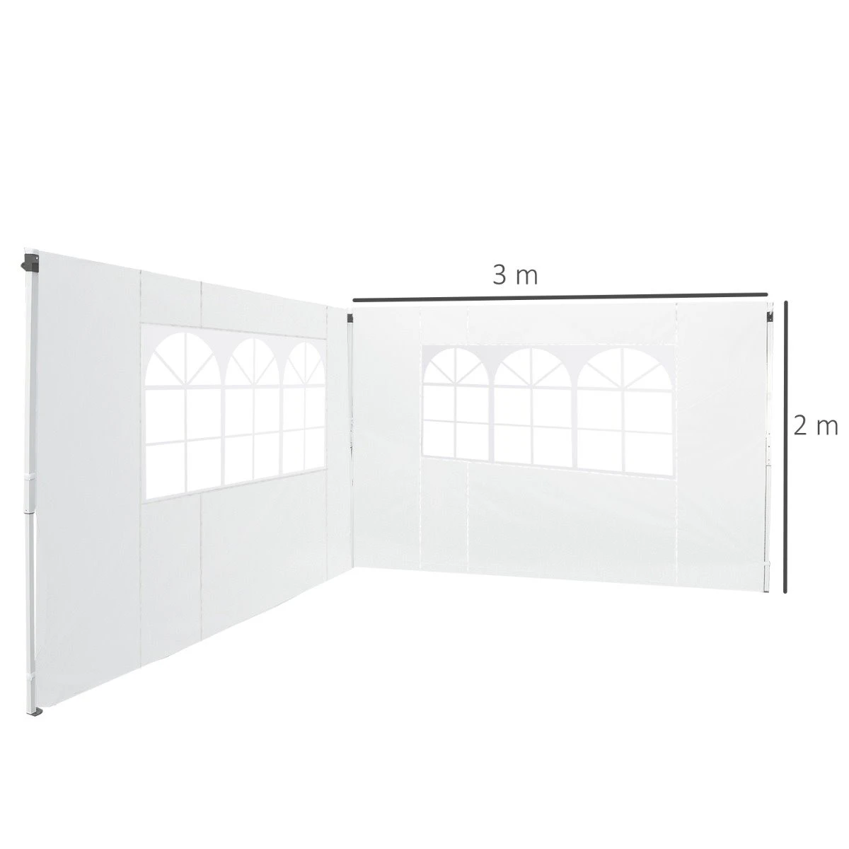 Outsunny 2 Paredes Parte Laterales Para Carpa 3x2 Lado Parasol De Gazebo Tela Oxford Con Ventana Medidas Apto Para 3x3 3x6 Blanco 5 Outsunny 2 Paredes Parte Laterales Para Carpa 3x2 Lado Parasol De Gazebo Tela Oxford Con Ventana Medidas Apto Para 3x3 3x6 Blanco - Imagen 3