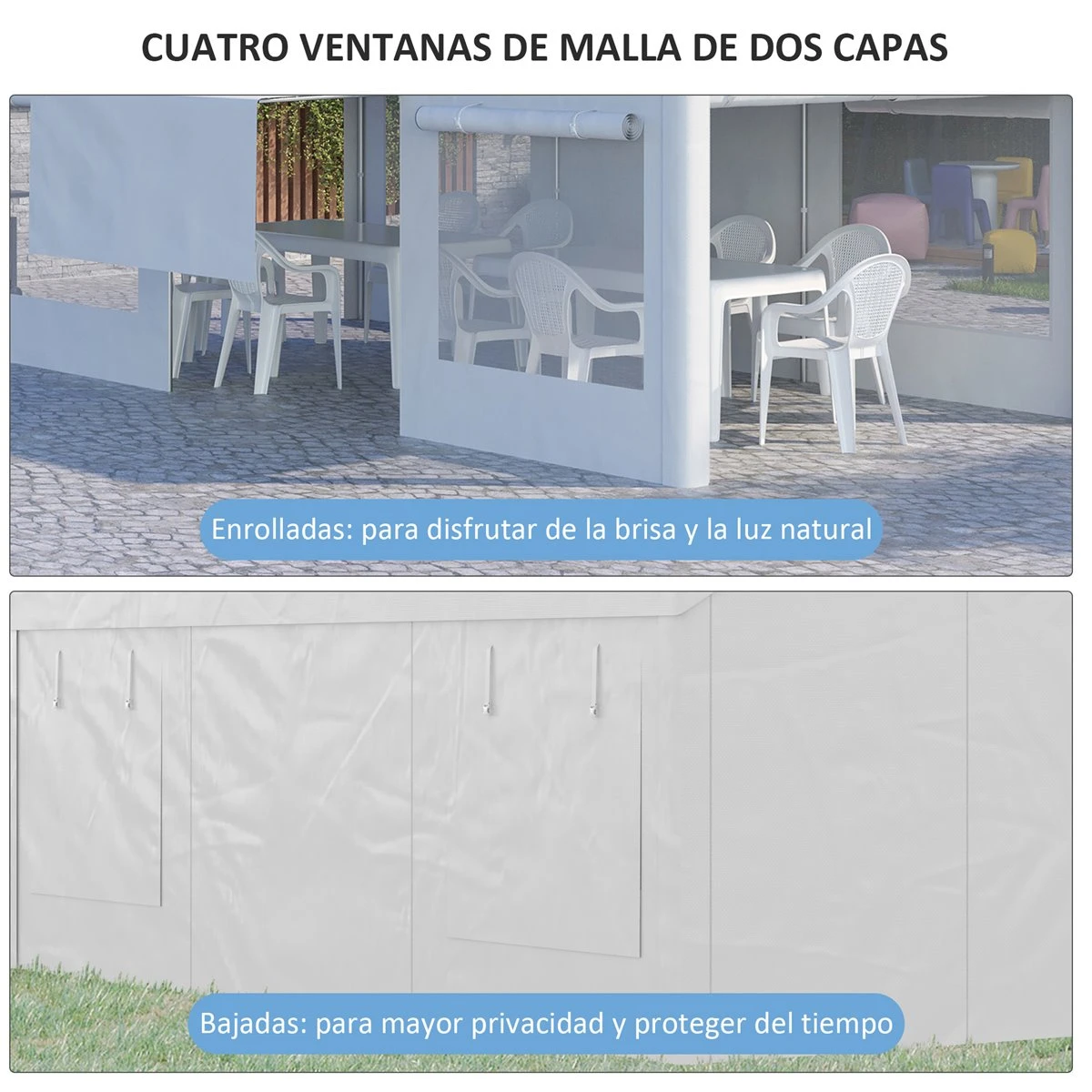 Outsunny Carpa De Jardín 6x3 M Carpa Para Fiestas Cenador De Exterior Con 3 Puertas Extraíbles Ventanas De Malla Enrollables Para Terraza Bodas Eventos Blanco 6 Outsunny Carpa De Jardín 6x3 M Carpa Para Fiestas Cenador De Exterior Con 3 Puertas Extraíbles Ventanas De Malla Enrollables Para Terraza Bodas Eventos Blanco - Imagen 4