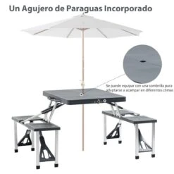 Outsunny Mesa Maleta De Camping Plegable Portátil 4 Asientos Y Agujero Sombrilla Estructura Aluminio Playa Picnic 136x84,5x66 Cm (Gris) 15 Outsunny Mesa Maleta De Camping Plegable Portátil 4 Asientos Y Agujero Sombrilla Estructura Aluminio Playa Picnic 136x84,5x66 Cm (Gris) -OUTSUNNY TIENDA 766668dffd9b3e0e96c053f100b3f21e2b263ea0 5527c15cec754653b1b5182eafccd34e
