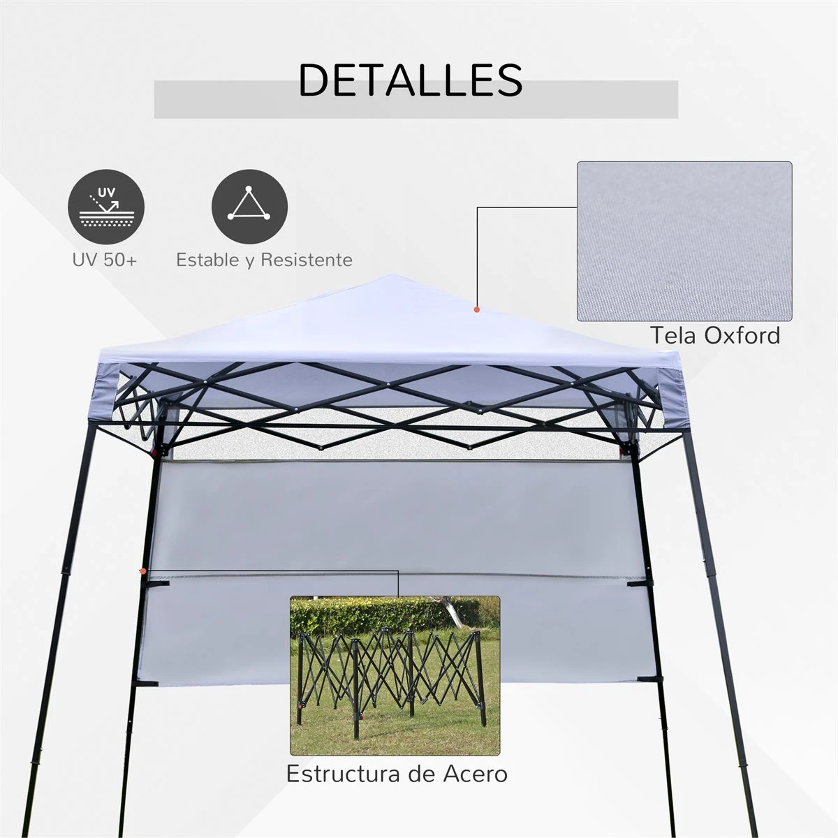 Outsunny Carpa Plegable 2,2x2,2x2m Con Lateral Altura Ajustable Protección UV 50+ De Acero Y Tela Oxford Con Bolsa De Transporte Blanco 8 Outsunny Carpa Plegable 2,2x2,2x2m Con Lateral Altura Ajustable Protección UV 50+ De Acero Y Tela Oxford Con Bolsa De Transporte Blanco - Imagen 6