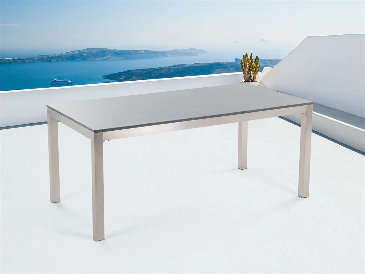Mesa De Comedor De Metal/granito Gris Oscuro/plateado 180 X 90 Cm GROSSETO 6 Mesa De Comedor De Metal/granito Gris Oscuro/plateado 180 X 90 Cm GROSSETO - Imagen 4