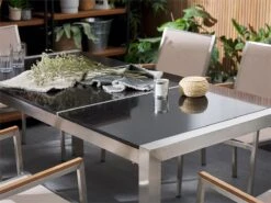 Mesa De Comedor De Metal/granito Plateado/negro 180 X 90 Cm GROSSETO -OUTSUNNY TIENDA 78e92717ca3e1cd19fa048fb94bbade64095ca78 f6d9afd65f314485846b192426947959