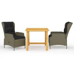 Juego De Comedor Para Jardín De 3 Piezas Marrón VidaXL