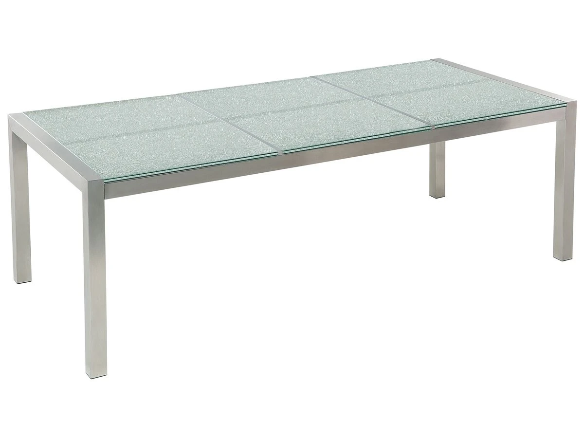 Mesa De Comedor De Metal/vidrio Templado Transparente/plateado 180 X 90 Cm GROSSETO 4 Mesa De Comedor De Metal/vidrio Templado Transparente/plateado 180 X 90 Cm GROSSETO - Imagen 2