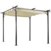 Outsunny Pérgola De Metal 3x3m Gazebo Cenador Para Jardín Patio O Terraza Con Techo Retráctil Tela Poliéster Resistente Al Agua Y UV
