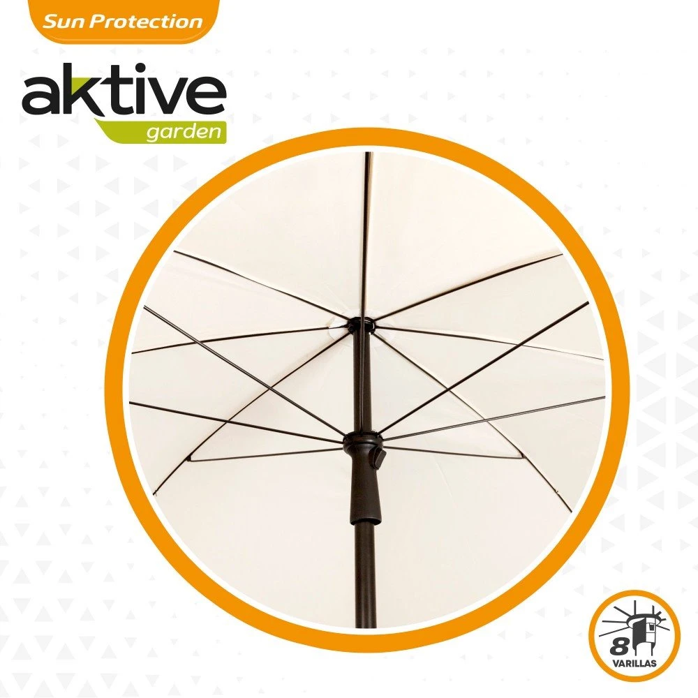 Sombrilla De Jardín Con Filtro Solar 240 Cm Color Beige Aktive Garden 6 Sombrilla De Jardín Con Filtro Solar 240 Cm Color Beige Aktive Garden - Imagen 4