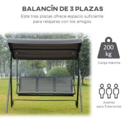 Outsunny Columpio Balancín Jardín De 3 Plazas Con Techo Parasol Ajustable Respaldo Transpirable Y Marco De Acero Para Terraza Balcón Exterior 175x118x159 Cm Gris 16 Outsunny Columpio Balancín Jardín De 3 Plazas Con Techo Parasol Ajustable Respaldo Transpirable Y Marco De Acero Para Terraza Balcón Exterior 175x118x159 Cm Gris -OUTSUNNY TIENDA 7c7693329b424a3a1f392681f6cbe03cdb64e07c 6859f641b45e4c608c1c95036960ddc3